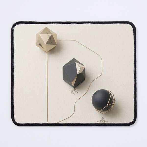 Item preview, Geometric Harmony – Minimalist Gold, Black & Cream Wall Art Print designed and sold by Zaramodo.