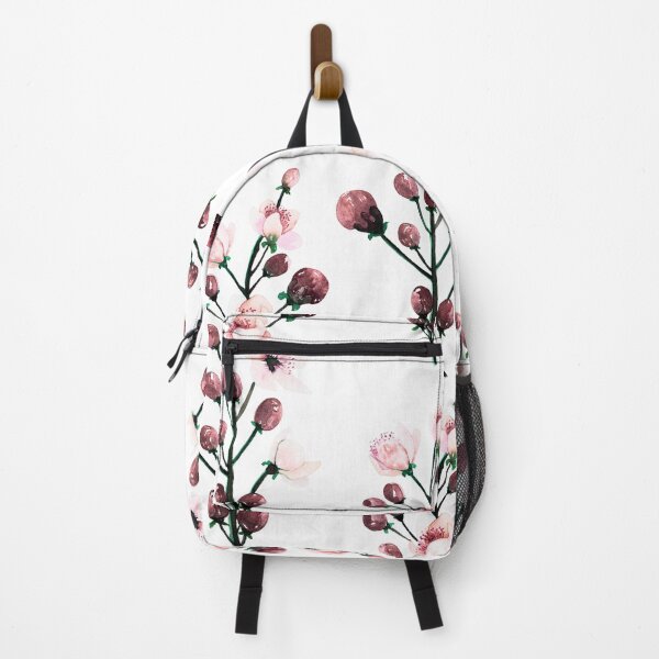 Aperçu de l'œuvre Grande branche botanique en fleurs roses, aquarelle créée et vendue par ArithraStudio.