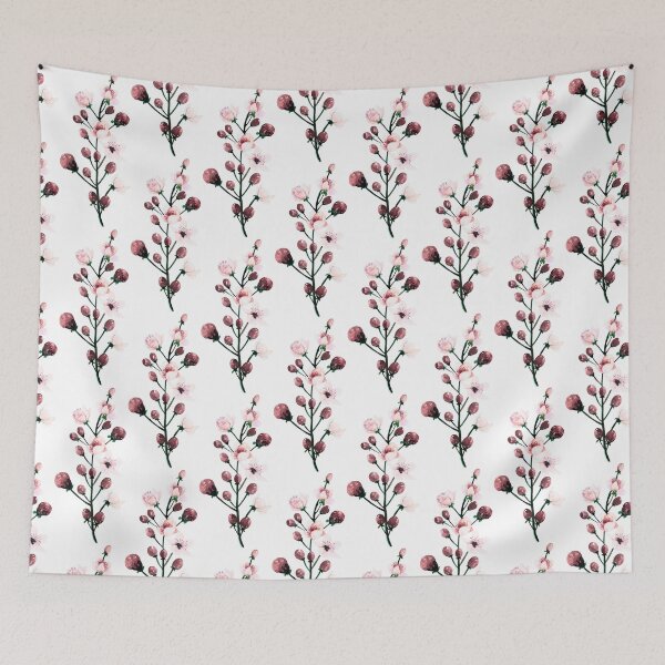 Item preview, Tall Pink Blossom Botanical Branch Watercolour designed and sold by ArithraStudio.