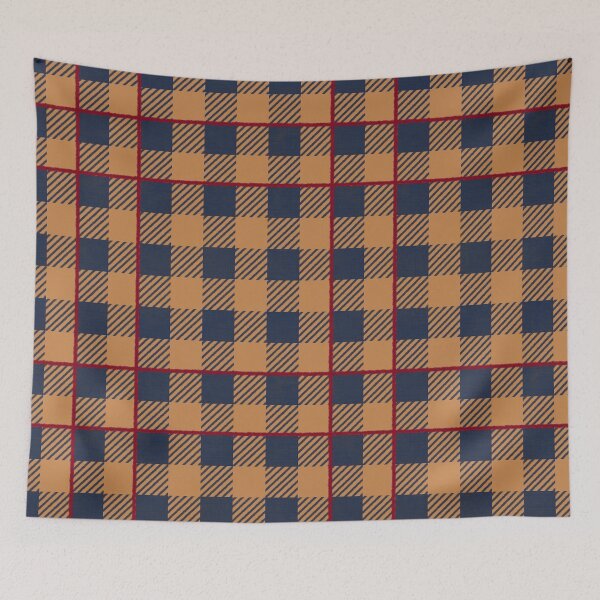 Item preview, Warm autumnal Farmhouse Gingham check with stripe, Hygge designed and sold by OhNoNotAgain42.
