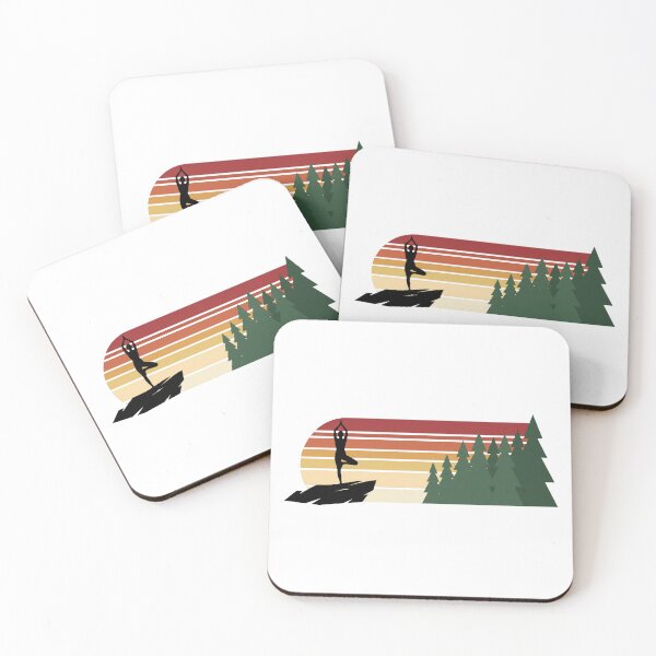 Item preview, Retro Yoga Tree Pose Silhouette Mountain Vintage Sunset Art designed and sold by pattman.