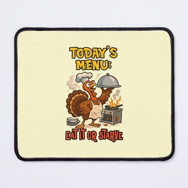 Item preview, Todays Menu Eat It Or Starve Funny Turkey Chef Cooking Fail Quote designed and sold by nookmerch97.