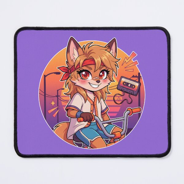 Item preview, 80s BMX Rider Tomboy Fox - Retro Sunset Cassette Chibi designed and sold by CaliLuminos.