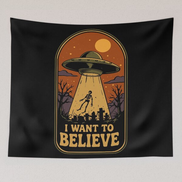 Item preview, Vintage UFO I Want to Believe Halloween Alien Abduction T-Shirt Design designed and sold by phsycartwork.