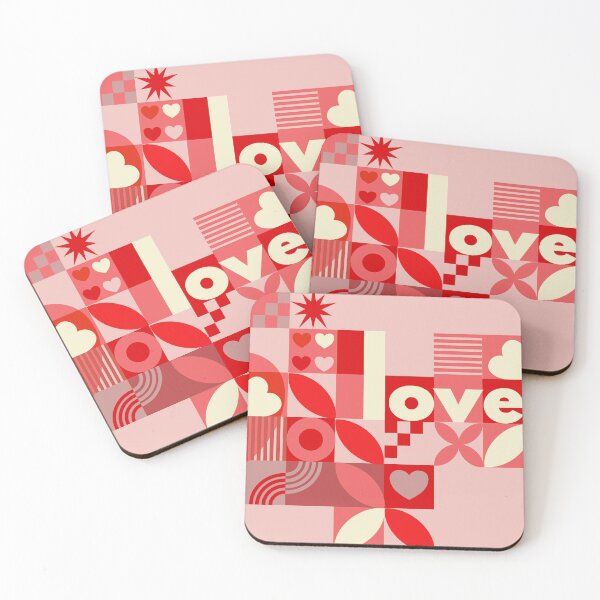 Item preview, Modern Geometric Love Typography Abstract Red Pattern designed and sold by chaaval.