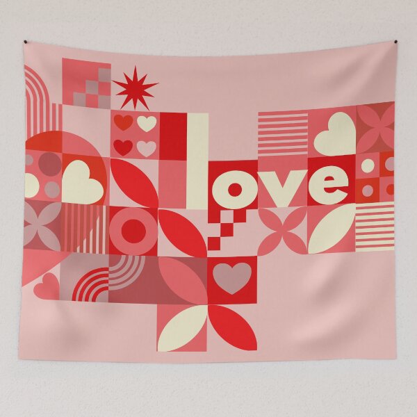 Item preview, Modern Geometric Love Typography Abstract Red Pattern designed and sold by chaaval.
