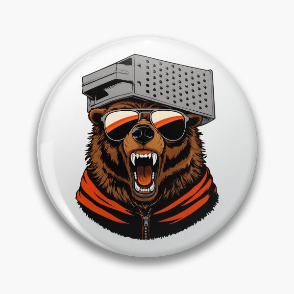 Item preview, Fierce Bear Gamer Cyberpunk Style Illustration designed and sold by JuliaGall25934.