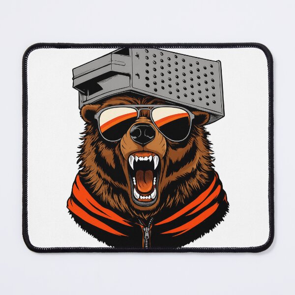 Item preview, Fierce Bear Gamer Cyberpunk Style Illustration designed and sold by JuliaGall25934.
