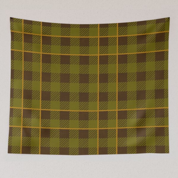 Item preview, Warm autumnal Farmhouse Gingham check with stripe, Hygge designed and sold by OhNoNotAgain42.