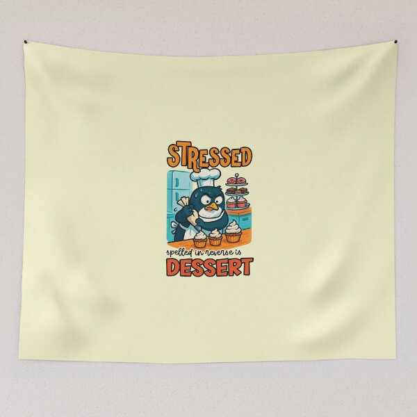 Item preview, Stressed Spelled In Reverse Is Dessert Funny Penguin Baker Pastry Chef Quote designed and sold by NookMerch97 .