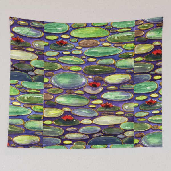 Item preview, Jewel-Toned Water Lily Pond Watercolour Pattern designed and sold by ArithraStudio.