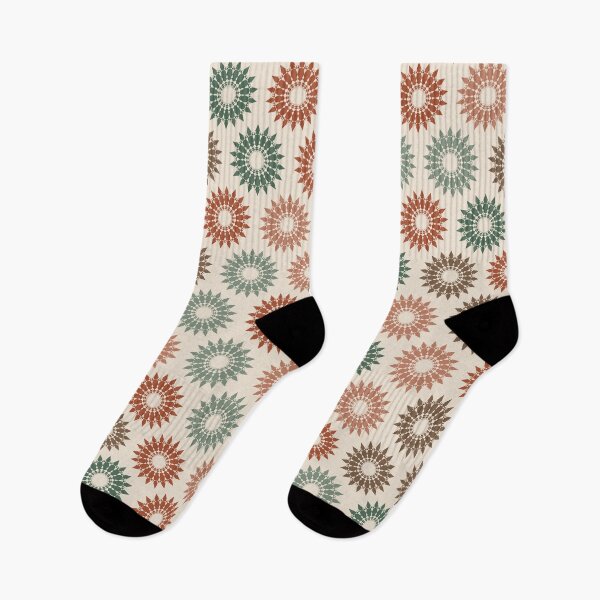 Item preview, Geometric Sunburst Rosette Pattern – Terracotta & Sage designed and sold by TexSta.