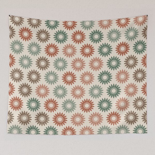 Item preview, Geometric Sunburst Rosette Pattern – Terracotta & Sage designed and sold by TexSta.