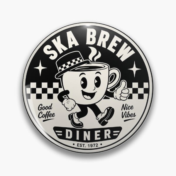 Item preview, ska coffee brew retro diner logo black and white checkered designed and sold by cheekylorns.