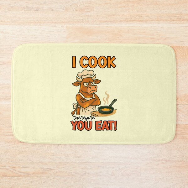 Item preview, I Cook Therefore You Eat Funny Angry Cow Chef Cooking Quote designed and sold by nookmerch97.
