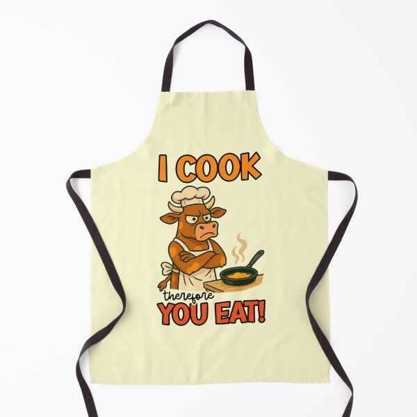 Item preview, I Cook Therefore You Eat Funny Angry Cow Chef Cooking Quote designed and sold by NookMerch97 .