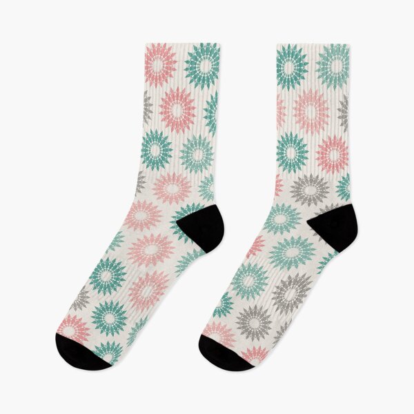 Item preview, Geometric Sunburst Rosette Pattern – Coral & Mint  designed and sold by TexSta.