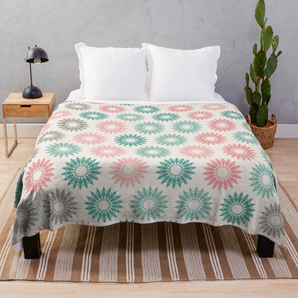 Artikelvorschau, Geometric Sunburst Rosette Pattern – Coral & Mint entworfen und verkauft von TexSta.