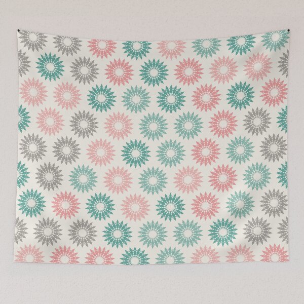 Item preview, Geometric Sunburst Rosette Pattern – Coral & Mint  designed and sold by TexSta.