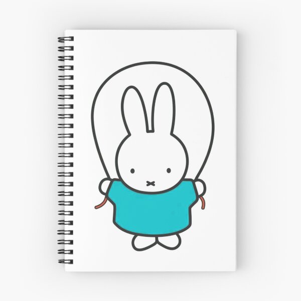 Item preview,  Cute Bunny Jump Roping Illustration in blue - Miffy Inspired designed and sold by Cozy Moss Studio.
