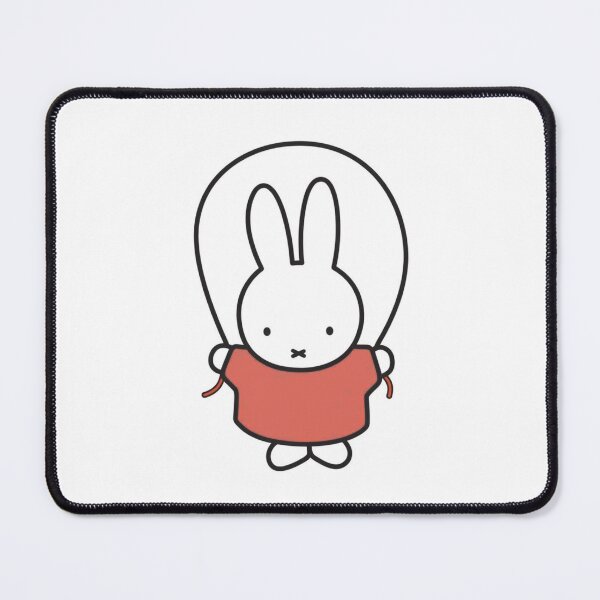 Item preview, Cute Bunny Jump Roping Illustration in red - Miffy Inspired designed and sold by Cozy Moss Studio.