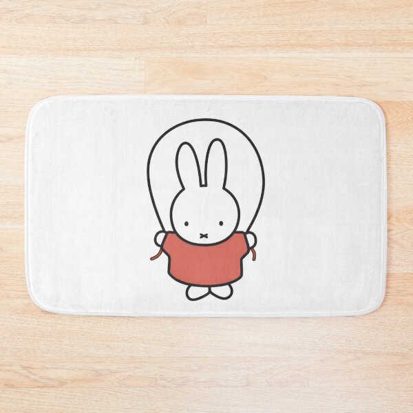 Item preview, Cute Bunny Jump Roping Illustration in red - Miffy Inspired designed and sold by Cozy Moss Studio.