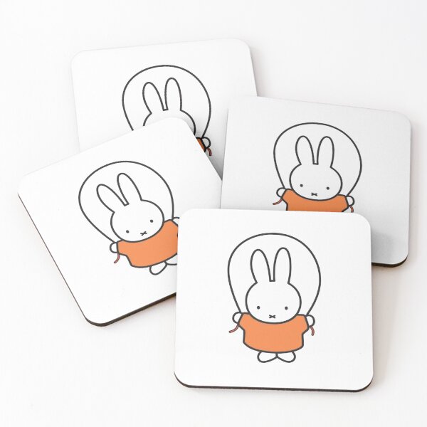 Item preview, Cute Bunny Jump Roping Illustration in Orange - Miffy Inspired designed and sold by Cozy Moss Studio.