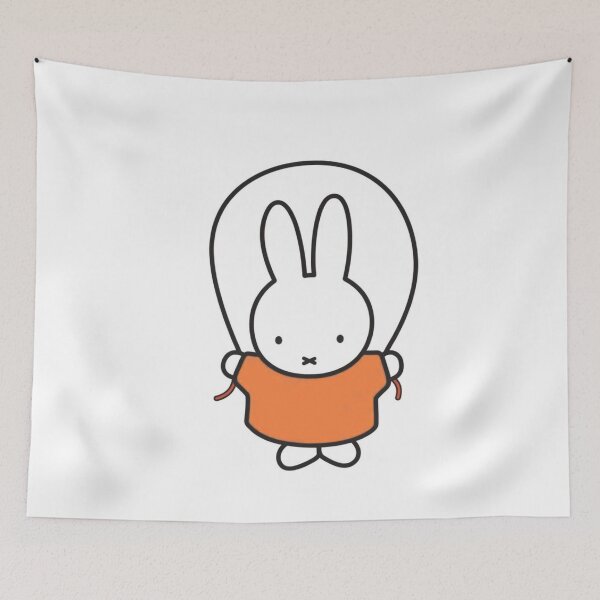 Item preview, Cute Bunny Jump Roping Illustration in Orange - Miffy Inspired designed and sold by Cozy Moss Studio.