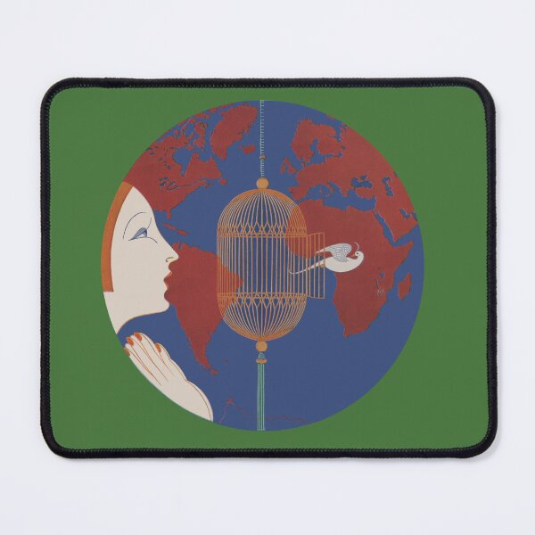 Item preview, Art Deco Wall Art, Vintage Travel Print, Woman and Bird Illustration, Glamorous Global Decor designed and sold by RickE.