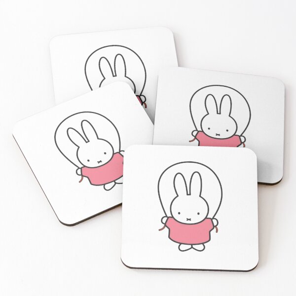Item preview, Cute Bunny Jump Roping Illustration in Pink - Miffy Inspired designed and sold by Cozy Moss Studio.