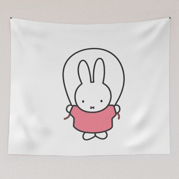 Item preview, Cute Bunny Jump Roping Illustration in Pink - Miffy Inspired designed and sold by Cozy Moss Studio.