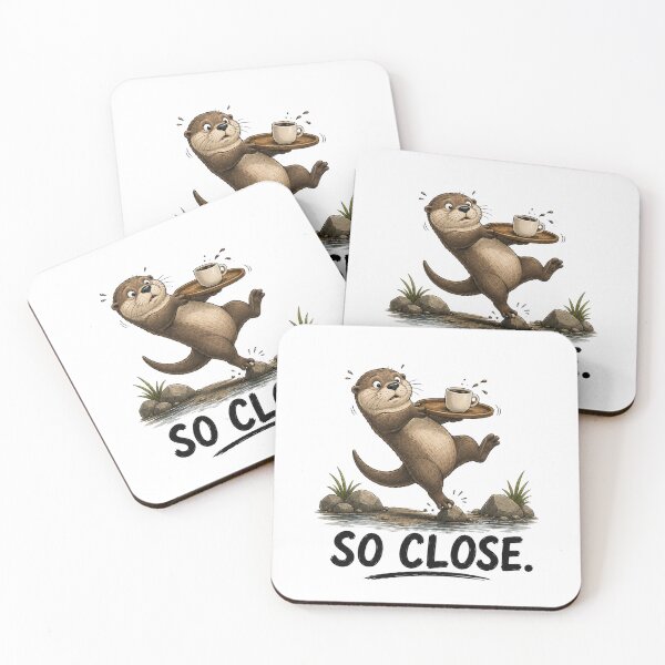 Item preview, SO CLOSE. Funny Otter T-Shirt | Coffee Lover Animal Humor designed and sold by Kiinaaa.