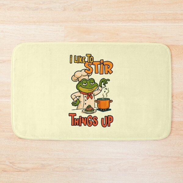Item preview, I Like To Stir Things Up Funny Frog Chef Cooking Pun Quote designed and sold by NookMerch97 .