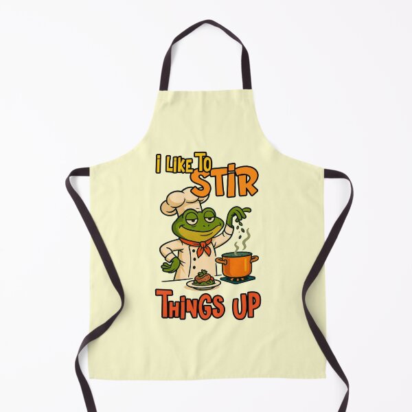 Item preview, I Like To Stir Things Up Funny Frog Chef Cooking Pun Quote designed and sold by NookMerch97 .
