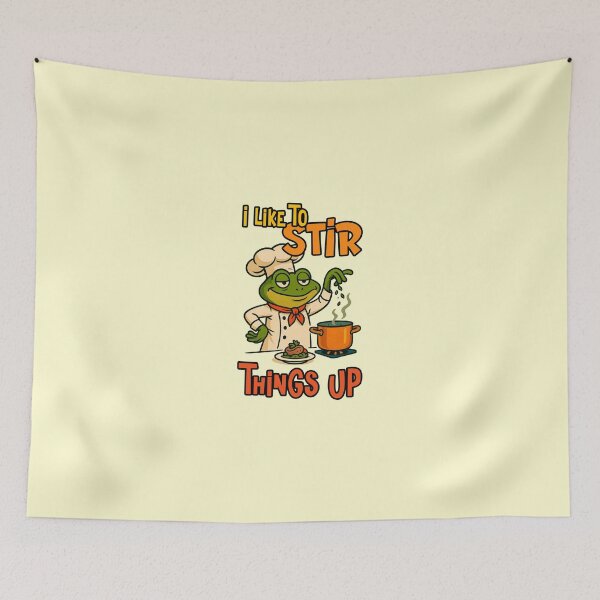 Item preview, I Like To Stir Things Up Funny Frog Chef Cooking Pun Quote designed and sold by NookMerch97 .