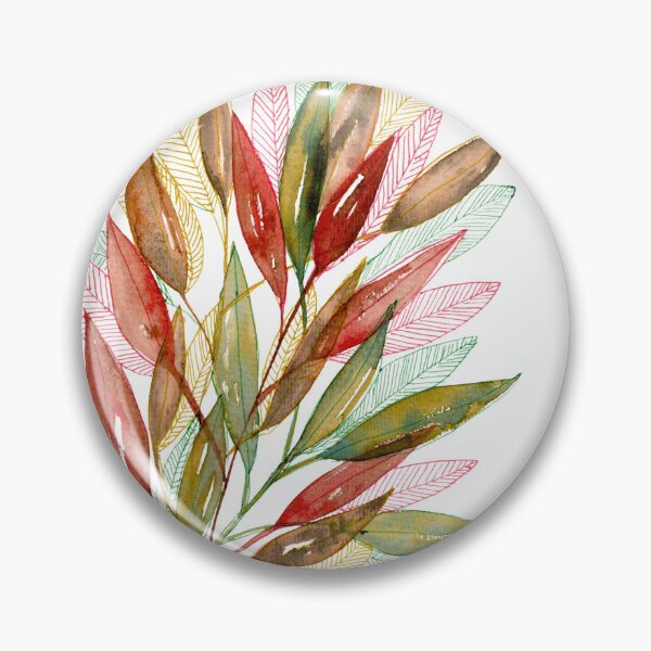 Item preview, Colourful Botanical Leaves Watercolour with Linework designed and sold by ArithraStudio.