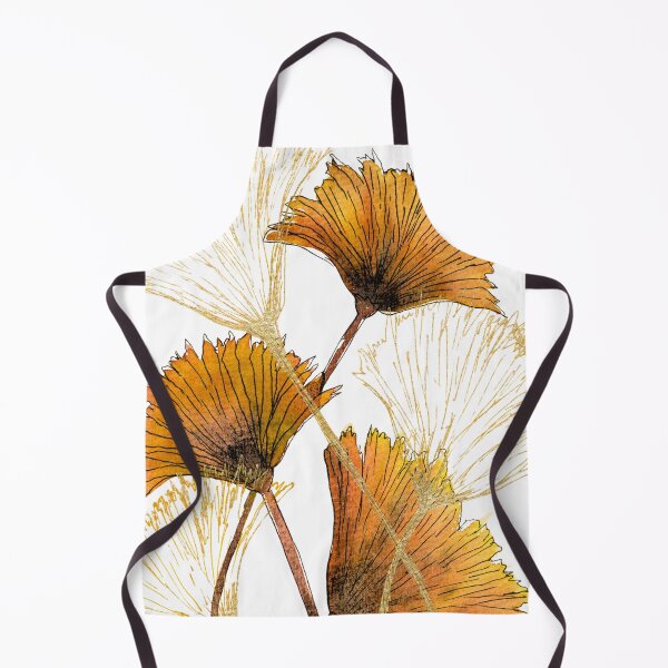 Item preview, Orange Botanical Flowers Watercolour with Golden Linework designed and sold by ArithraStudio.