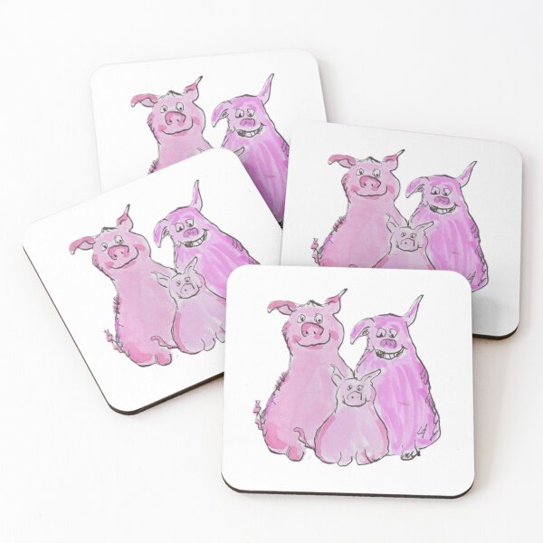 Item preview, A happy family of pigs designed and sold by Inky Fingers Illustrations.