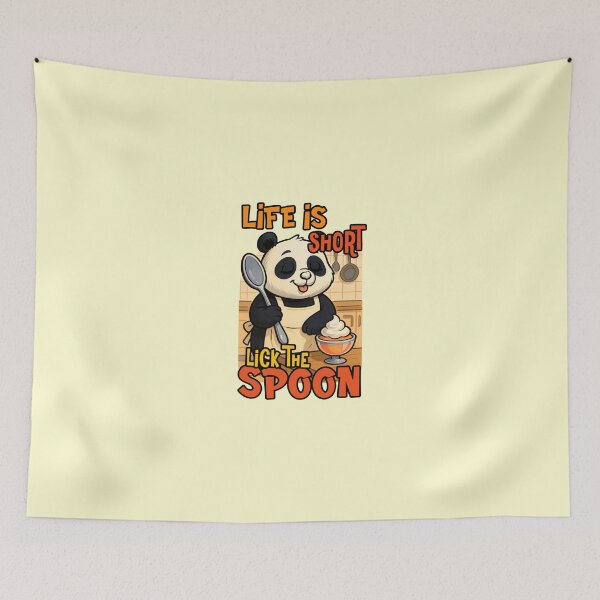 Item preview, Life Is Short Lick The Spoon Funny Panda Baker Dessert Quote designed and sold by NookMerch97 .