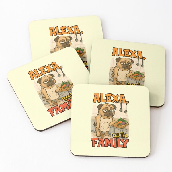 Item preview, Alexa Feed This Family Funny Pug Dog Chef Cooking Fatigue Quote designed and sold by nookmerch97.