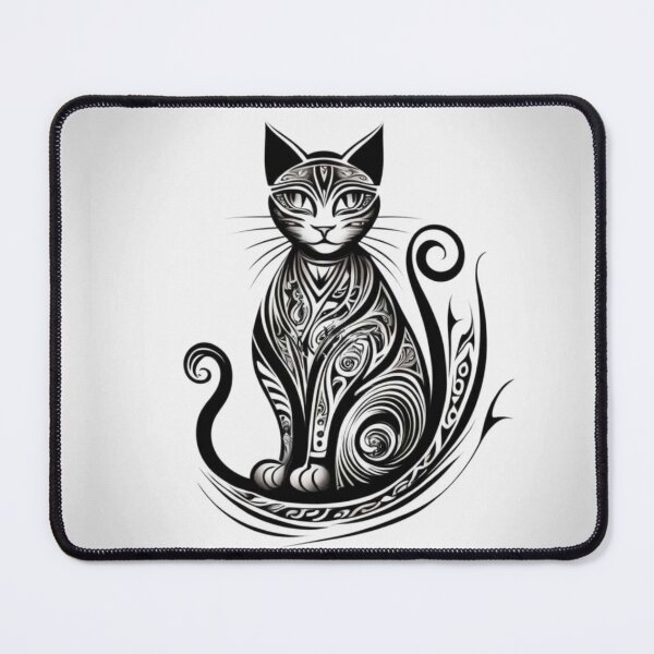 Item preview, Ornamental Cat Tribal Blackwork Tattoo Art designed and sold by EchoWave11.