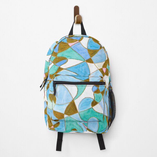 Item preview, Blue Green and Gold Abstract Geometric Watercolour designed and sold by ArithraStudio.