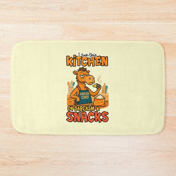 Item preview, I Run This Kitchen On Sarcasm And Snacks Funny Camel Chef Quote designed and sold by NookMerch97 .