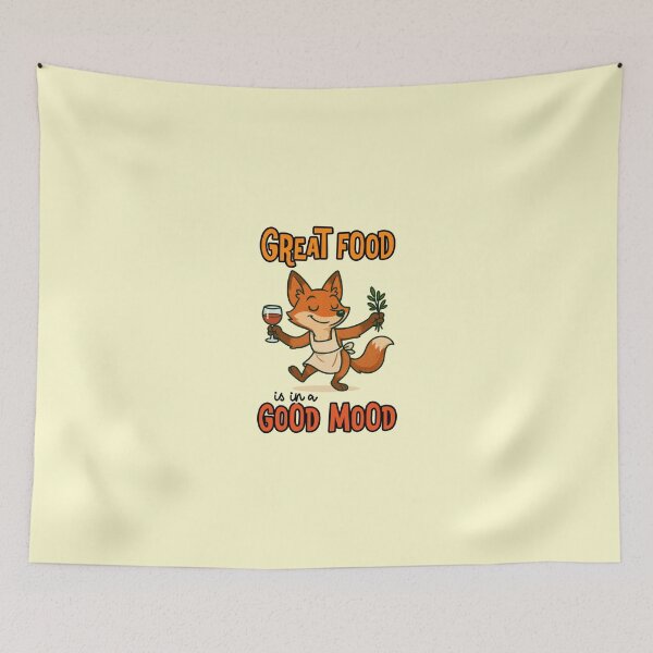 Item preview, Great Food Is In A Good Mood Funny Fox Chef Wine Quote designed and sold by nookmerch97.