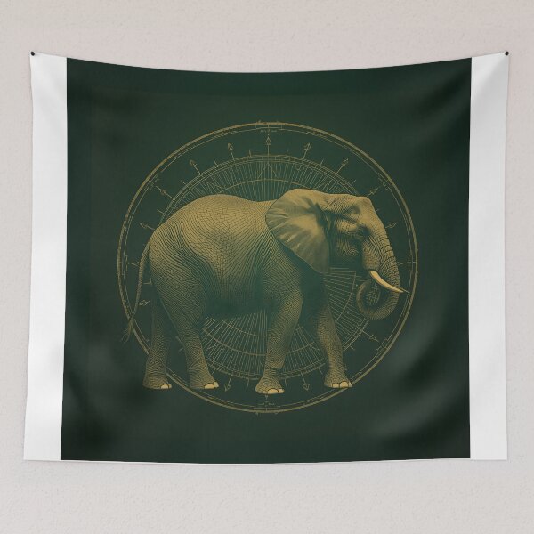 Item preview, Mystical Elephant Gold Mandala Art designed and sold by ameetlumiere.