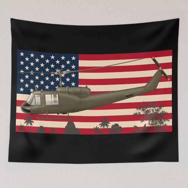 Item preview, UH-1 Huey Helicopter Vietnam War American Flag designed and sold by MilitaryMart.