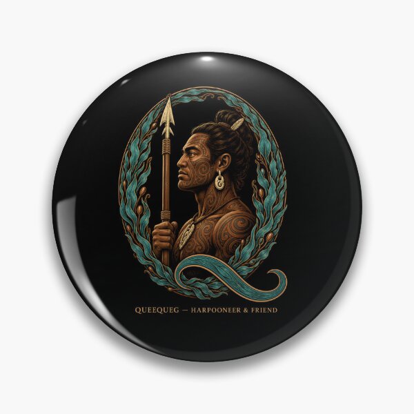 Item preview, Queequeg Harpooner and Friend Engraved Portrait designed and sold by Fenay Designs.
