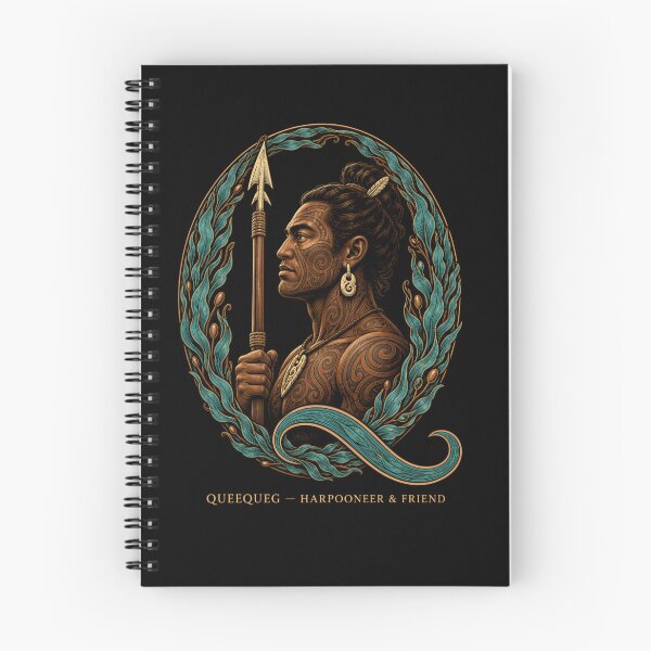 Item preview, Queequeg Harpooner and Friend Engraved Portrait designed and sold by Fenay Designs.