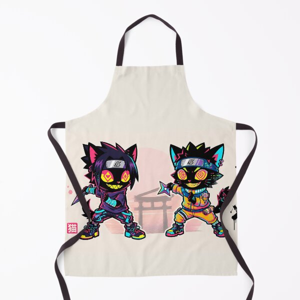 Item preview, Neon Cyberpunk Black Shinobi Cats: Glitch Ninja Duo designed and sold by CuteKats.