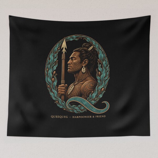 Item preview, Queequeg Harpooner and Friend Engraved Portrait designed and sold by Fenay Designs.